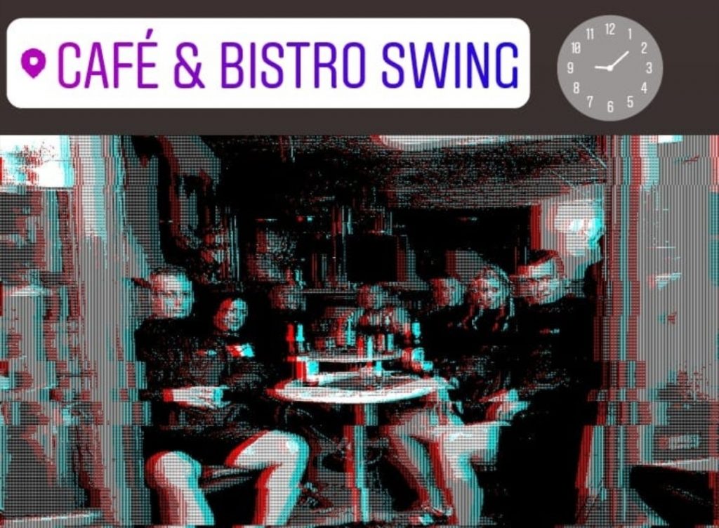 v.l.n.r.: Leon Ringl, Saskia Reus, Maximilian Andreas, Damian Wolf, Anke Winkler, Kevin Noeske im “Swing”